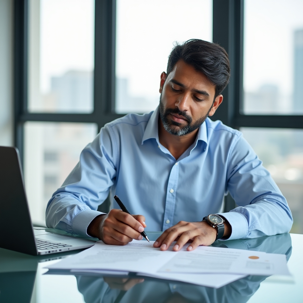 Professional reviewing a printed CARD Act consumer protection document
